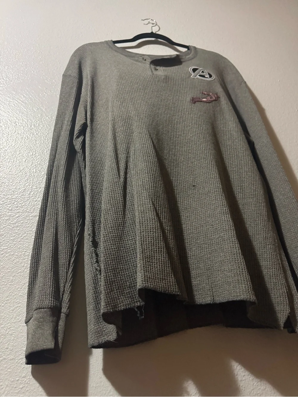 Avengers Dark Grey Waffle “Roadie’s Henley” Size XL - Picture 6 of 8